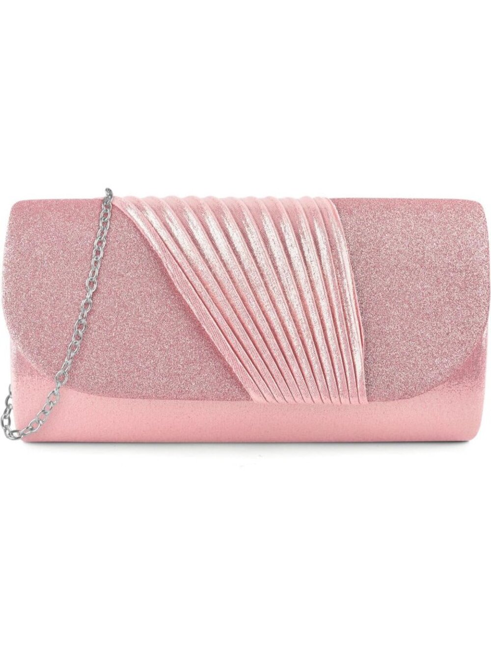 Women's Pink Clutch Purse Evening Envelope Wedding Crossbody Shoulder Bag